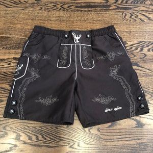 Kitzo Alpen Austria Brown Swimming trunks-Lederhosen look!